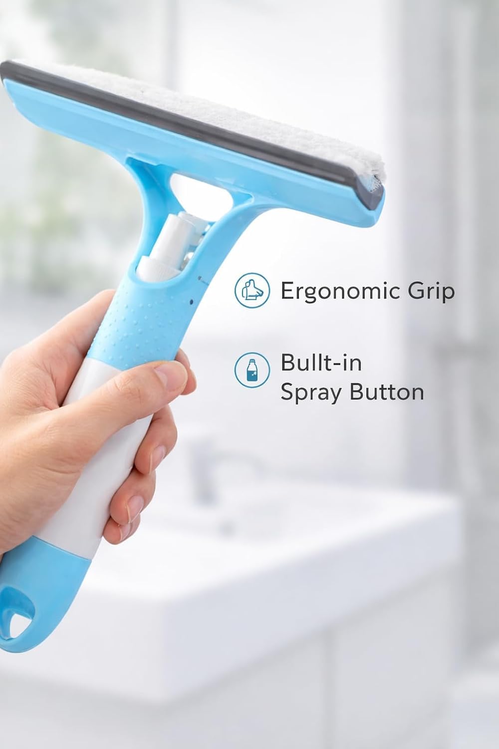 3-in-1 Spray Window Squeegee Cleaner with Built-in Water Bottle