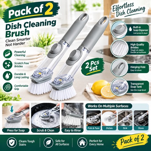 Kitchen Cleaning Scrubber Brush for Dishes (Pack of 2)