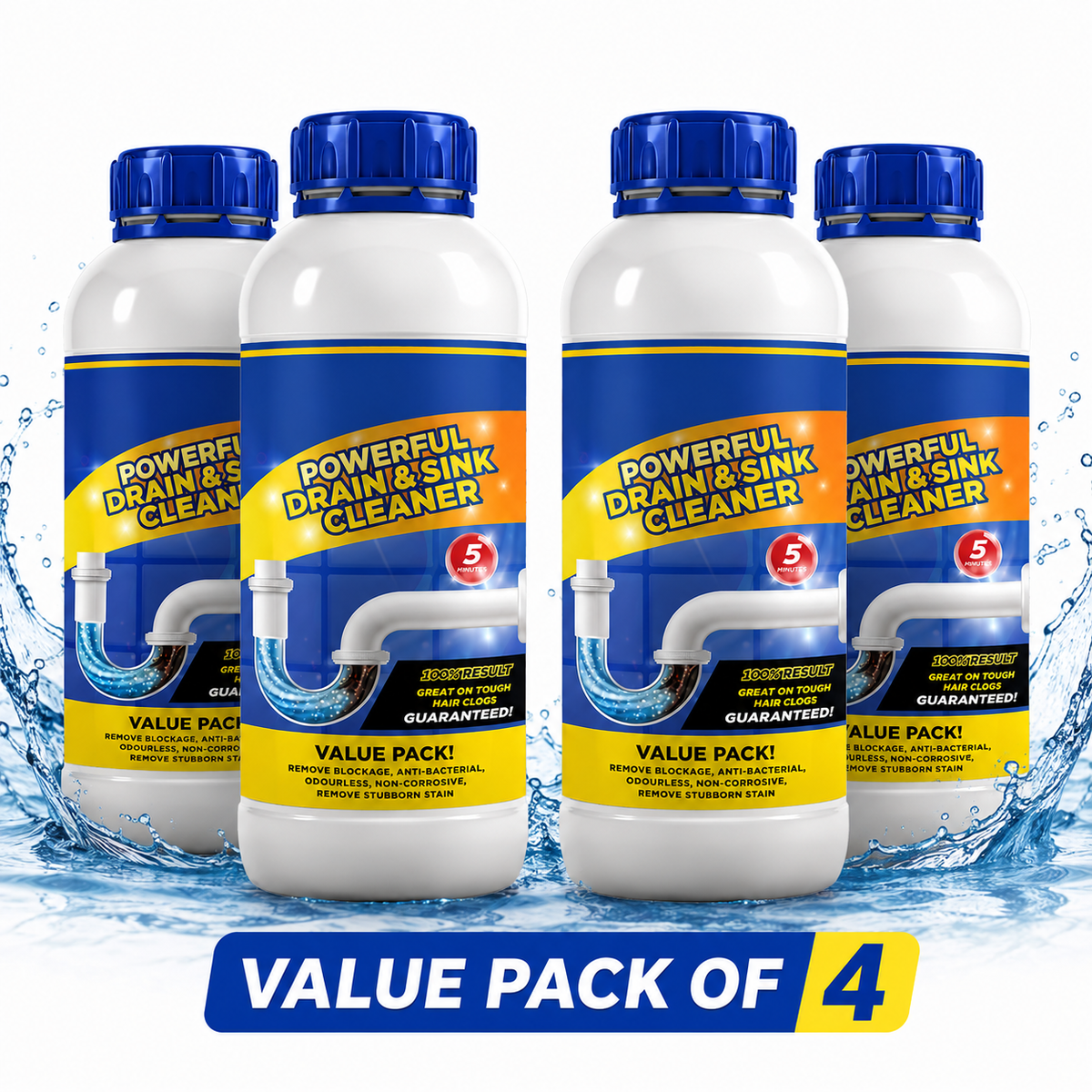 Sanitizo Powerful Drain & Sink Cleaner Powder 100 gm Each(Pack of 4)