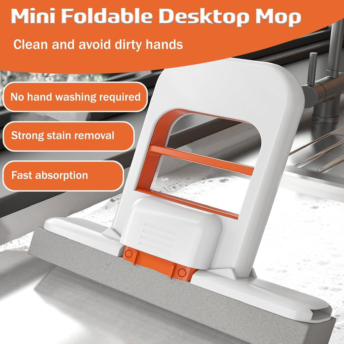 Mini Foldable Desktop Mop – Portable Cleaning Sponge Mop(Pack Of 2)